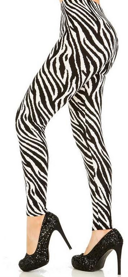 Super Soft & Stretchy Zebra Leggings, Elastic band