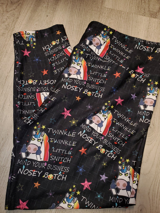 Naughty Unicorn! Nosey B#tch CAPRI.  Yoga Band, Very Soft and Stretchy!