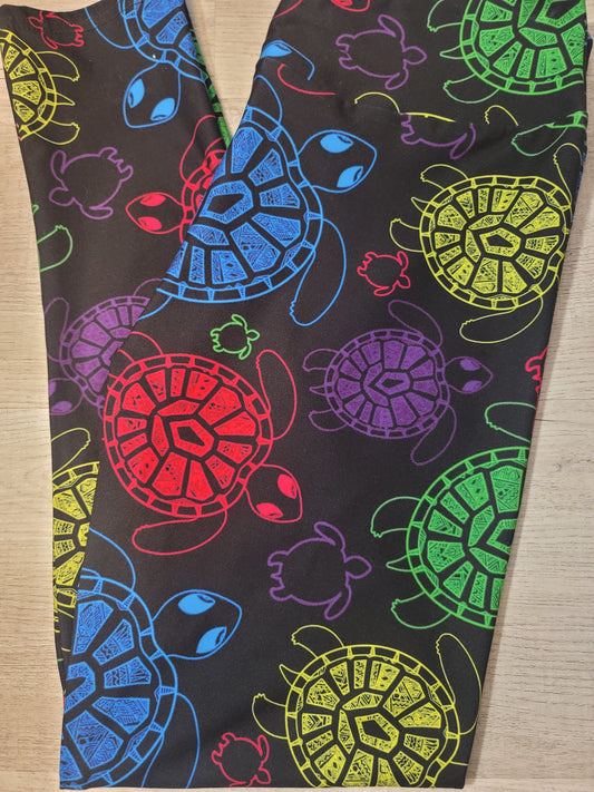 Colorful Turtles Leggings. Yoga Band. Extra Soft and stretchy!