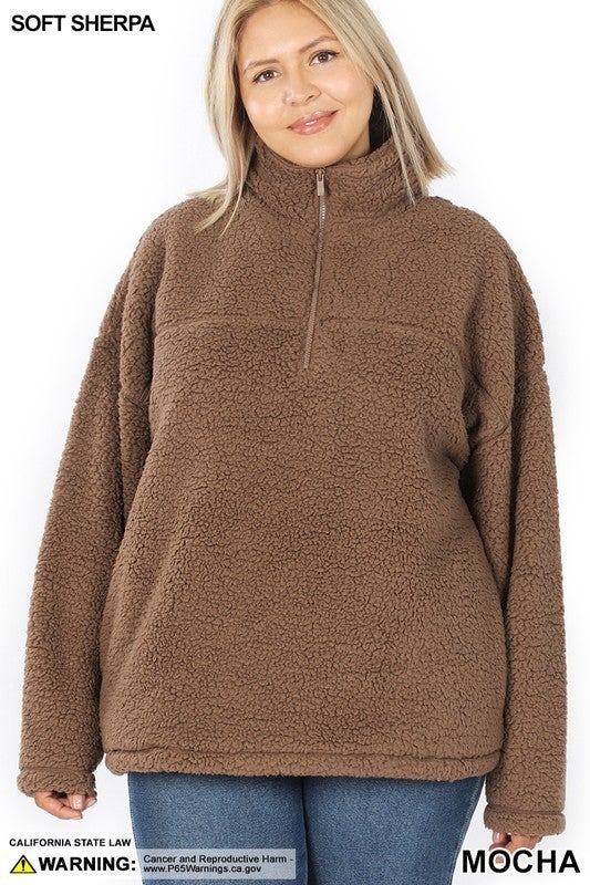 ONLY 1X IN STOCK! SO SO SOFT OMG! 2 Sided Sherpa 1/2 Zip Pullover with Side Pockets. VERY Soft and Thick