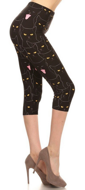 Kitty Cat Standard Select Capri Black & Yellow, Soft and Stretchy, Elastic Band