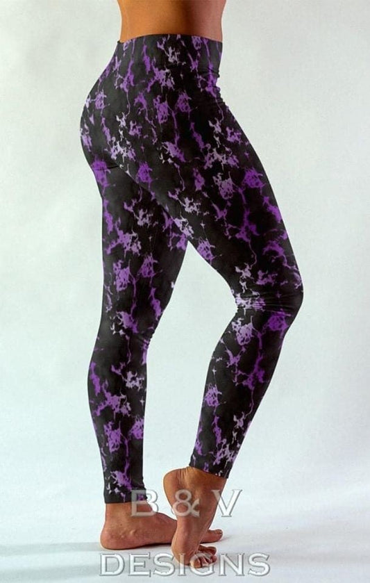 Purple Lightning Leggings. Hyper Stretch and softness! Yoga Band.