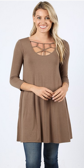 RUNS BIG! Perfect with Leggings! Premium Soft & Stretchy 3/4 Sleeve, Web Tunic, Runs Big