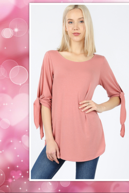 Premium Soft and Light Weight Fabric, Knotted Sleeve, Round Neck & Hem Top Runs 2 sizes BIG
