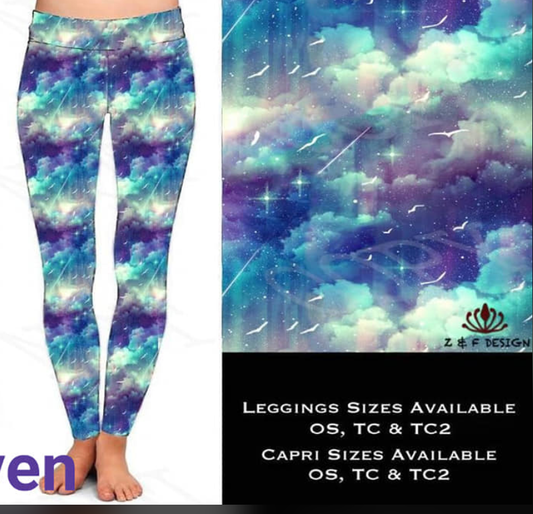 Beautiful Skies, Yoga Band Leggings with Pockets!
