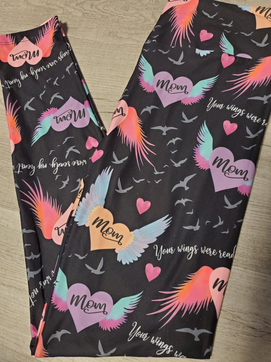 Angel Mom Wings Leggings. Yoga Band. Extra Soft and stretchy!
