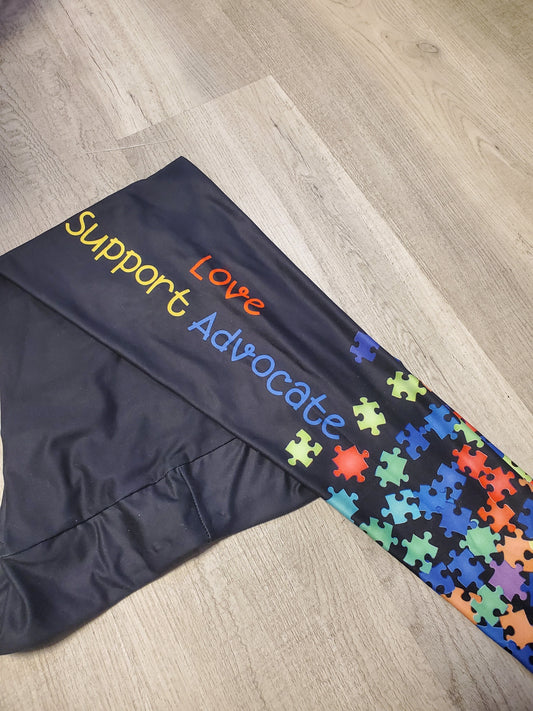 Autism Awareness Puzzle Love Support Advocate Leggings, Yoga Band