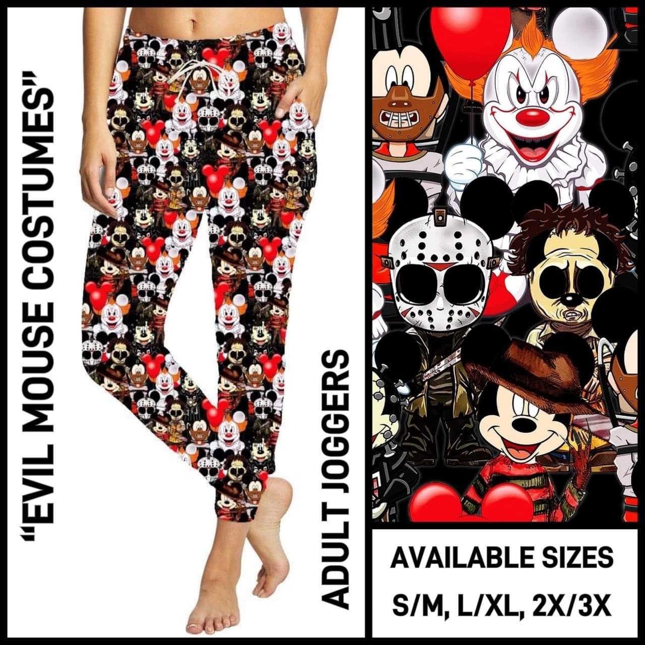 Evil Dark Mickey Mouse Joggers, Extra Soft and Stretchy, Draw String & Elastic Band!