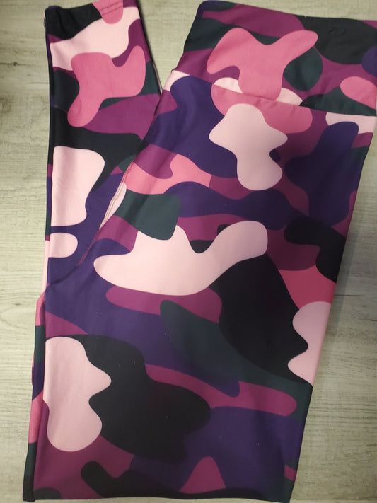 Pink & Purple Camo Leggings. Yoga Band. Extra Soft and stretchy!