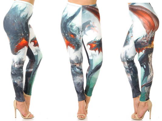 DRAGON'S FIRE! Designer Leggings WITH ELASTIC BAND, Comfortable and Stretchy