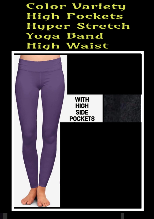 5 COLOR OPTION Solid Colors, SOFT YOGA BAND Leggings with Pockets