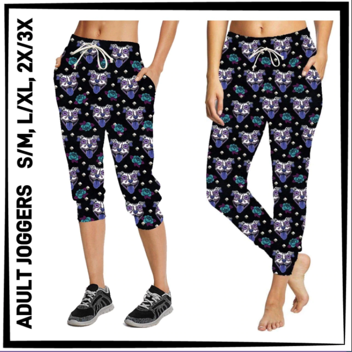 PITBULL LOVERS Pretty Pittie Sugar Skull FULL Length Joggers