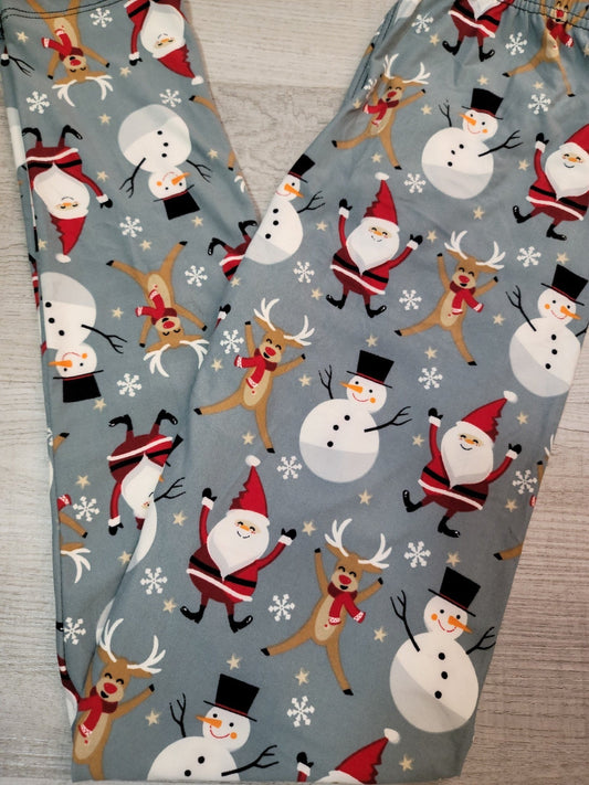 All Sizes! Cute  Santa Snowmen & Rudolph Christmas Elastic Band Leggings