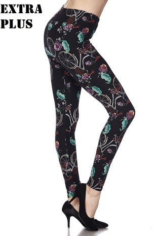 Trip to Tuscany! Floral Bicycle Leggings. Hyper Stretch, Elastic Band.