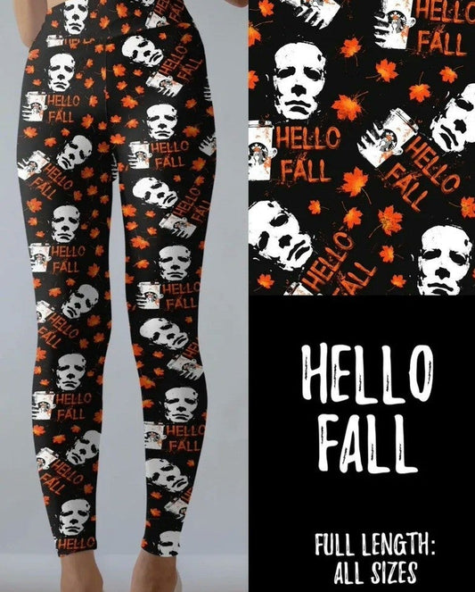 Michael Myers "Hello Fall" Scary Starbucks Leggings! Perfect for Halloween!