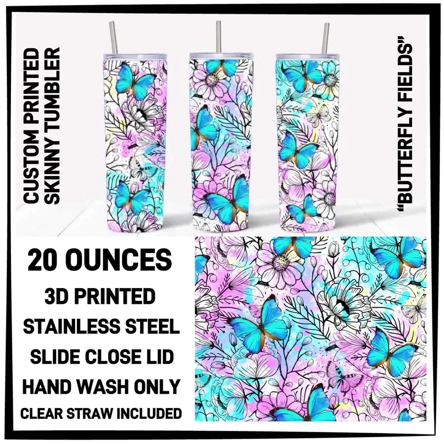 Variety of Custom Tumblers, Stainless Steal 20 oz. Clear Slide Close Lid, Clear Straw for Optional Use.