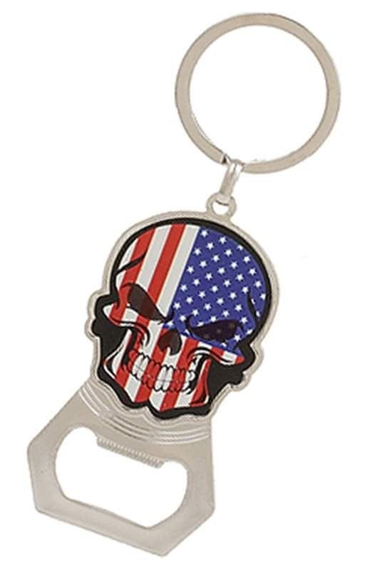 American Flag Skull Key Chain/Bottle Opener. 4.34 in big
