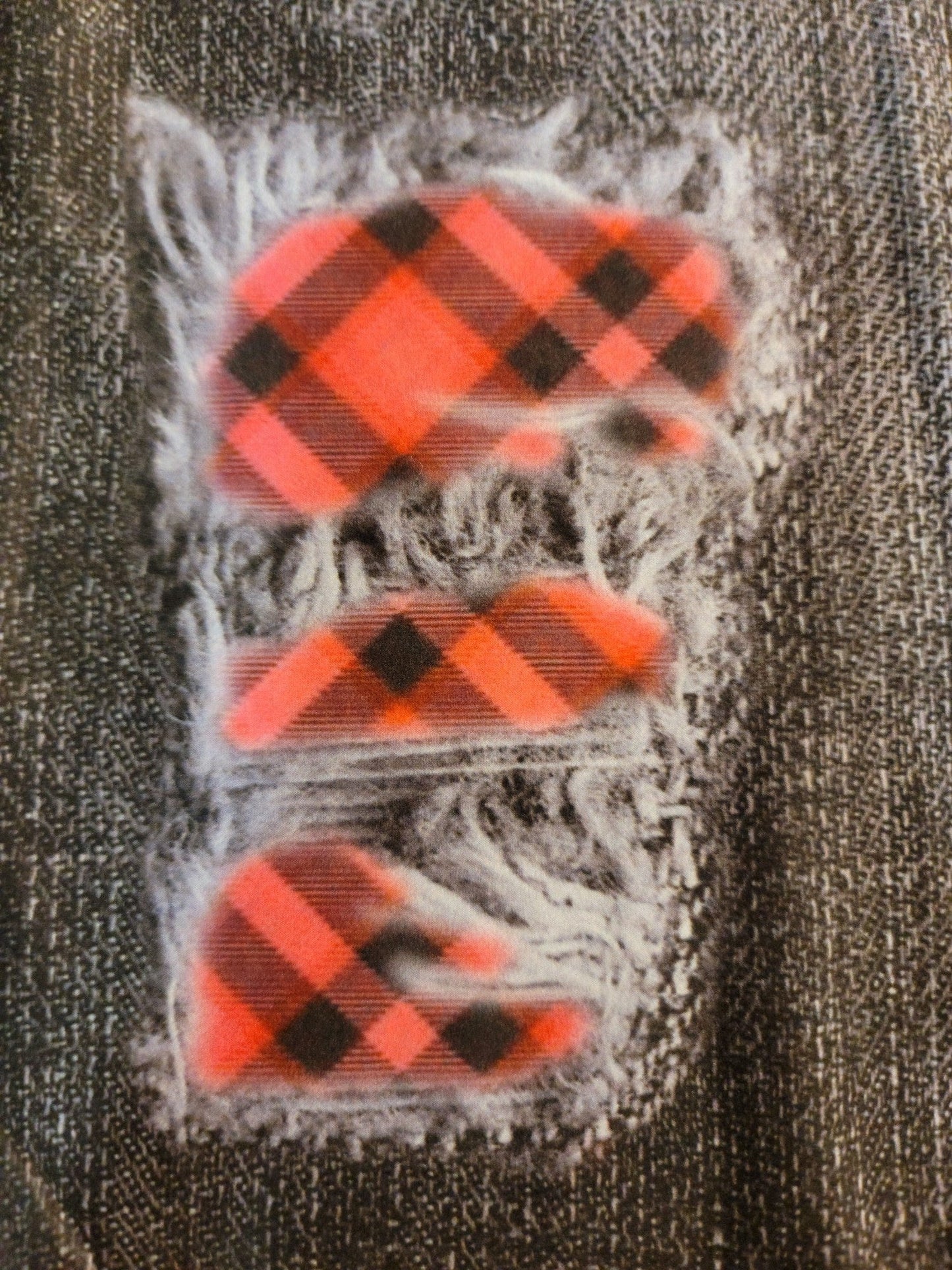 Black /Hot Pink Checkered Denim CAPRI Jeggings. Elastic Band, Soft & Stretchy!