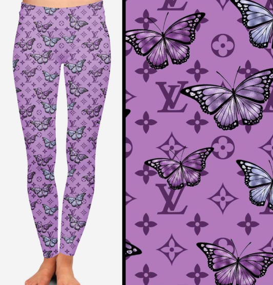 LV Butterflies Designer Leggings. Yoga Band. Extra Soft and stretchy!