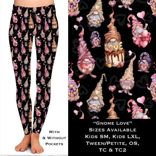 Gnome Love You Leggings with Pockets. Hyper Stretch and softness! Yoga Band.