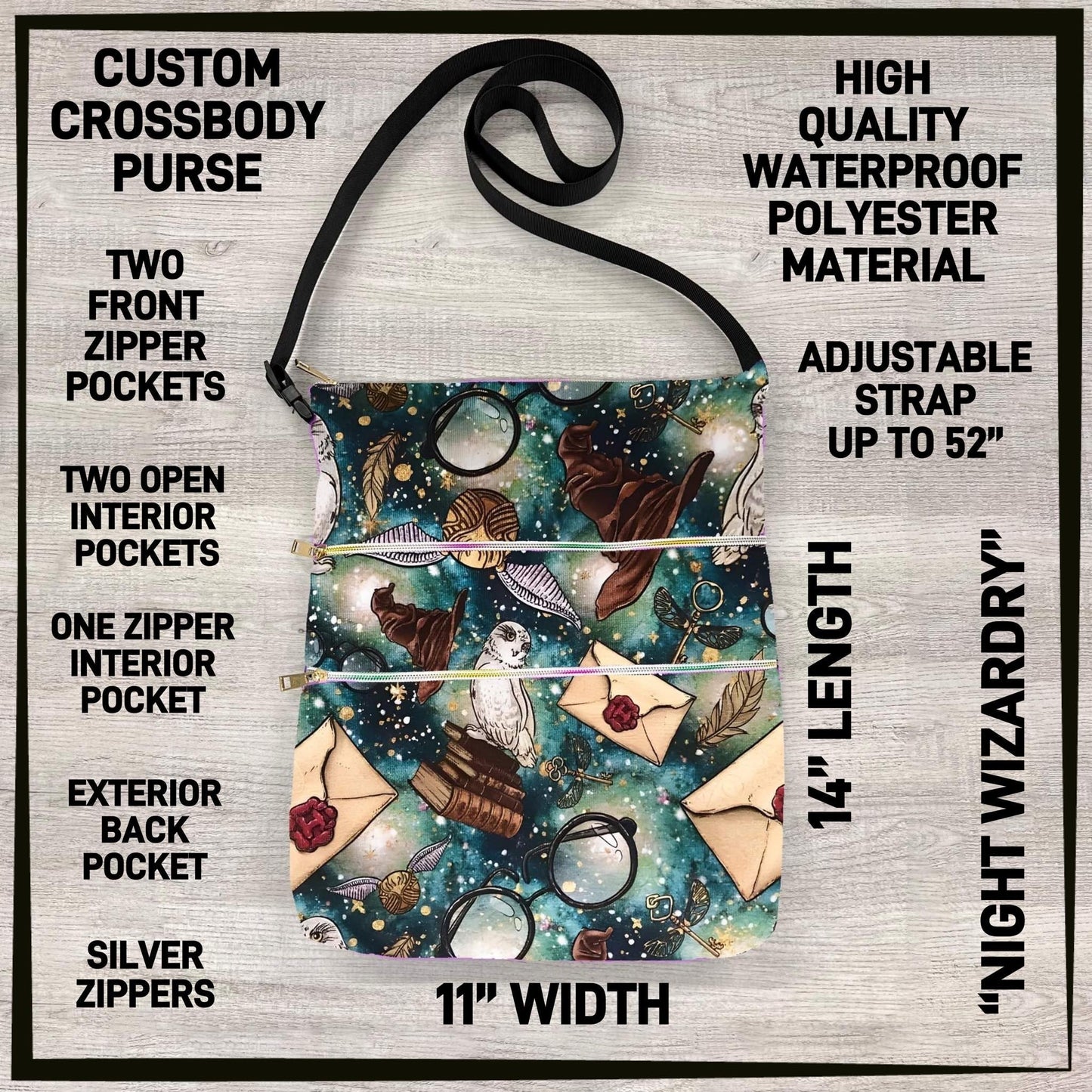 Custom Crossbody Bag, Lots of Pockets and adjustable Strap