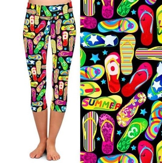 Colorful Fun Flip Flop CAPRI.  Yoga Band, Very Soft and Stretchy!