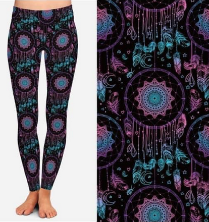 Pastel Medallion Dreamcatcher Leggings, Yoga Band