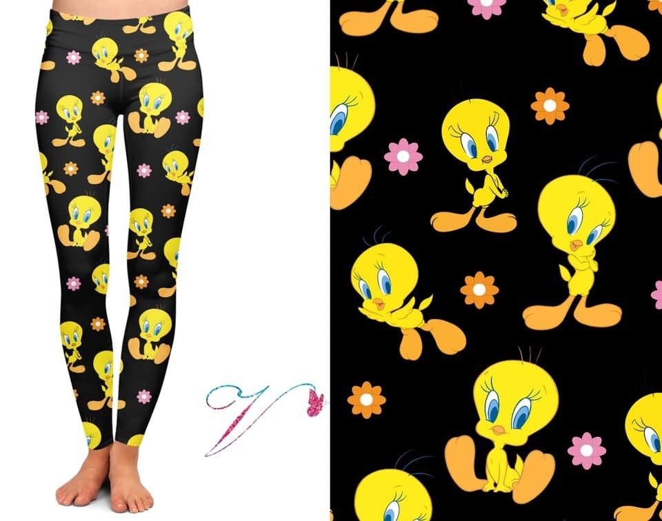 Tweetie Bird Leggings, Yoga Band, Soft Material