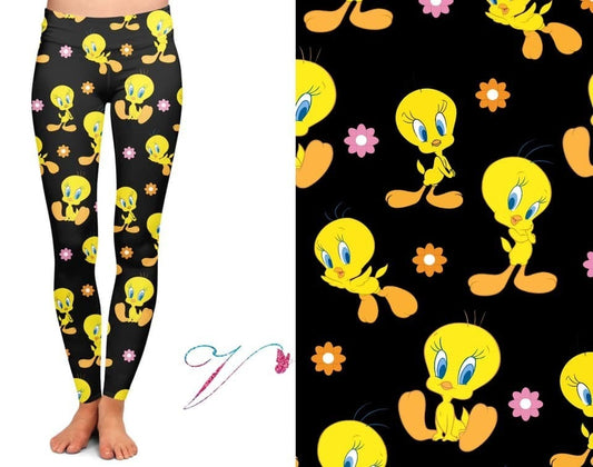 Tweetie Bird Leggings, Yoga Band, Soft Material