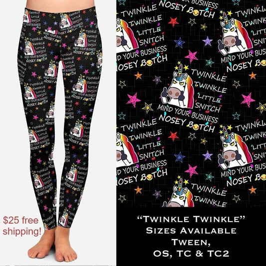 UNICORN WITH ATTITUDE! Twinkle Nosey B#tch Designer Leggings