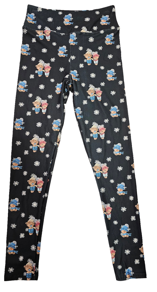 Black Winter Teddy Bears Leggings