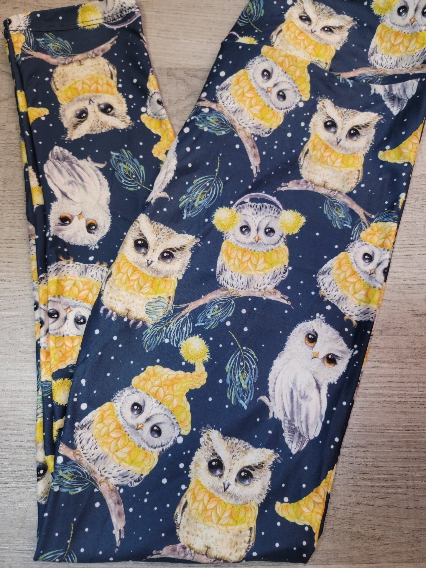 OWLOVE YOU! Winter Owl Snow! Designer Leggings. Yoga Band. Extra Soft and stretchy!