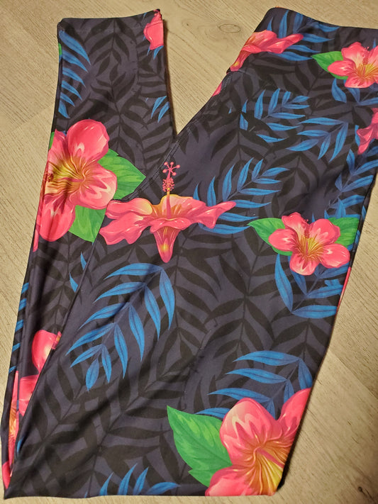 Island Floral Leggings, Yoga Band, Soft Material