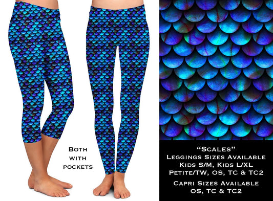 Mermaid Scales Leggings with Pocket. Yoga Band. Extra Soft and stretchy!