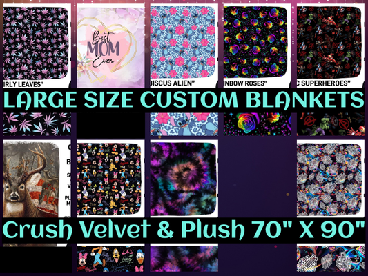 Custom Crushed Velvet Light Large Blankets 70" X 90" Extremely Soft and Comfy