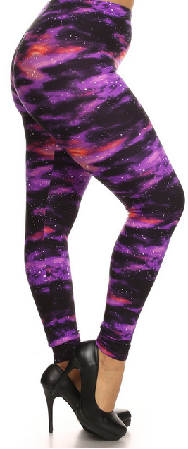 Purple Galaxy, Elastic Band Leggings
