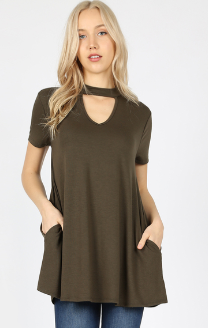 Premium Soft & Stretchy Collar Tunic Top (Runs BIG, Size 2 Down)