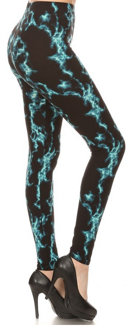 Blue Lightning Leggings, Soft, Elastic Band