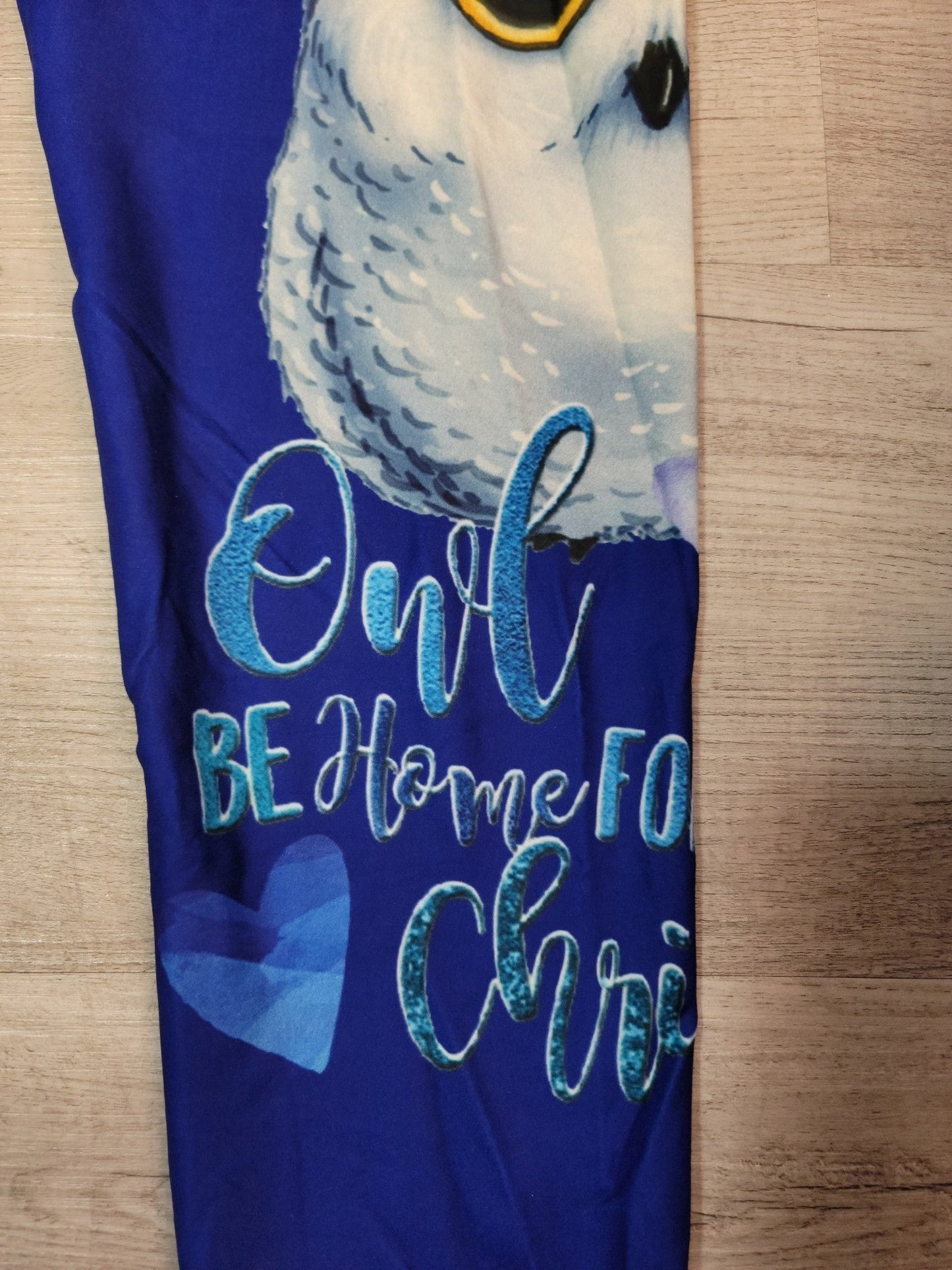 Cutest Owl I'll be Home for Christmas Designer Leggings. Hyper Stretch and softness! Yoga Band.