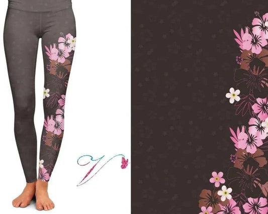 LAST TC (fits 14-22) Beautiful Asimetrical Floral Chain Leggings
