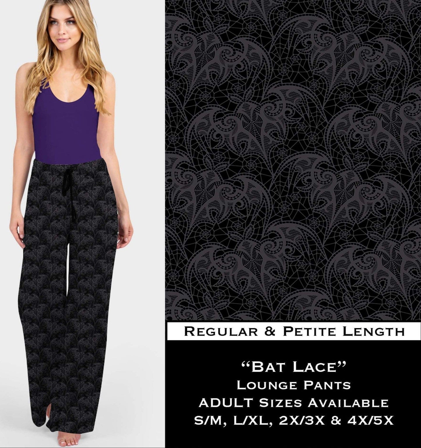 Black Lacey Bats Comfy Loungers
