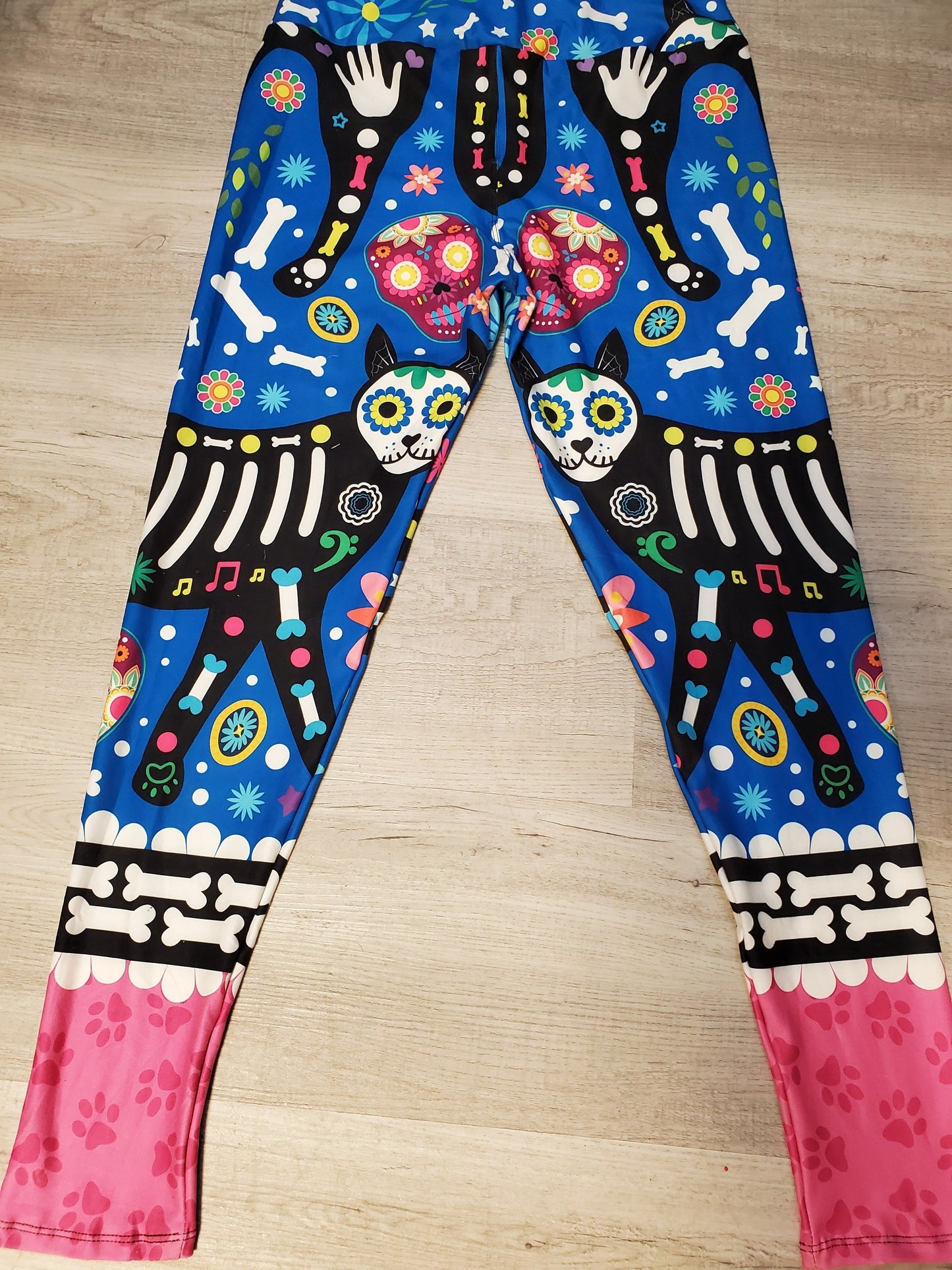 Sugar Skull Kitty Cat, Yoga Band Leggings. Hyper Stretch and softness! Yoga Band.