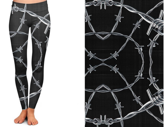 Barb Wire Print Leggings. Yoga Band. Extra Soft and stretchy!