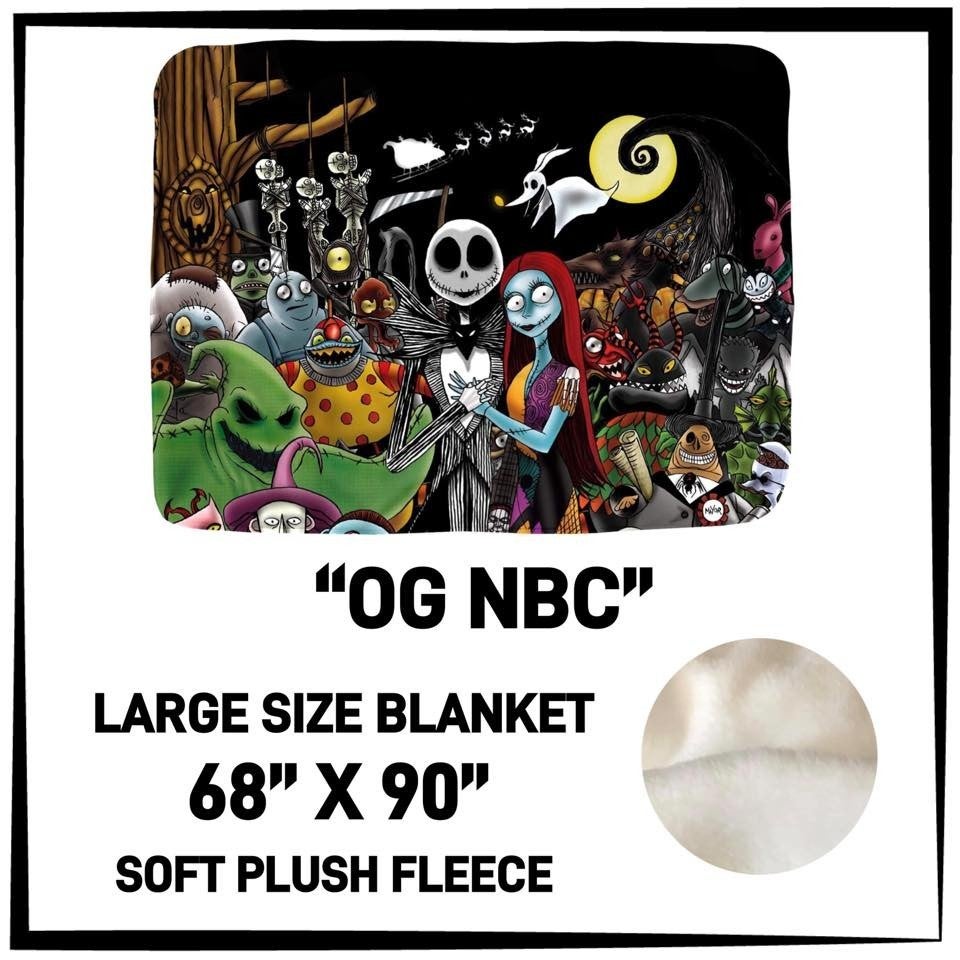 VERY LARGE (68 in X 90 in) NBC "Nightmare Before Christmas" (Disney) Custom Soft Plush Blanket