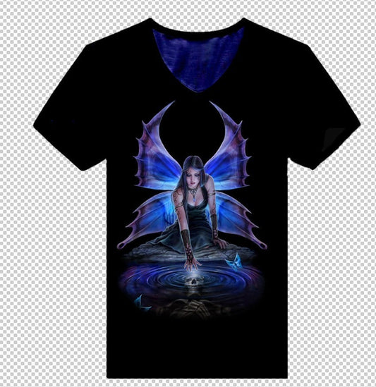 Black V-Neck Beautiful Goth Fairy Tee