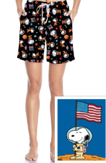 Astronaut SNOOPY To The Moon Shorts, Custom Made, Laced Front