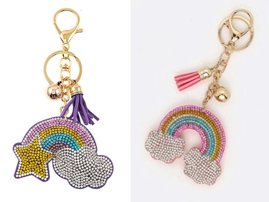 High Quality Crystal Purse Charm/ Key Chain Rainbows