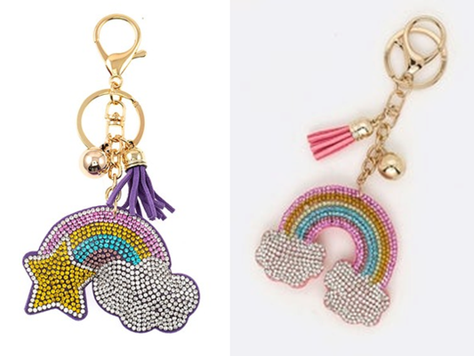 High Quality Crystal Purse Charm/ Key Chain Rainbows