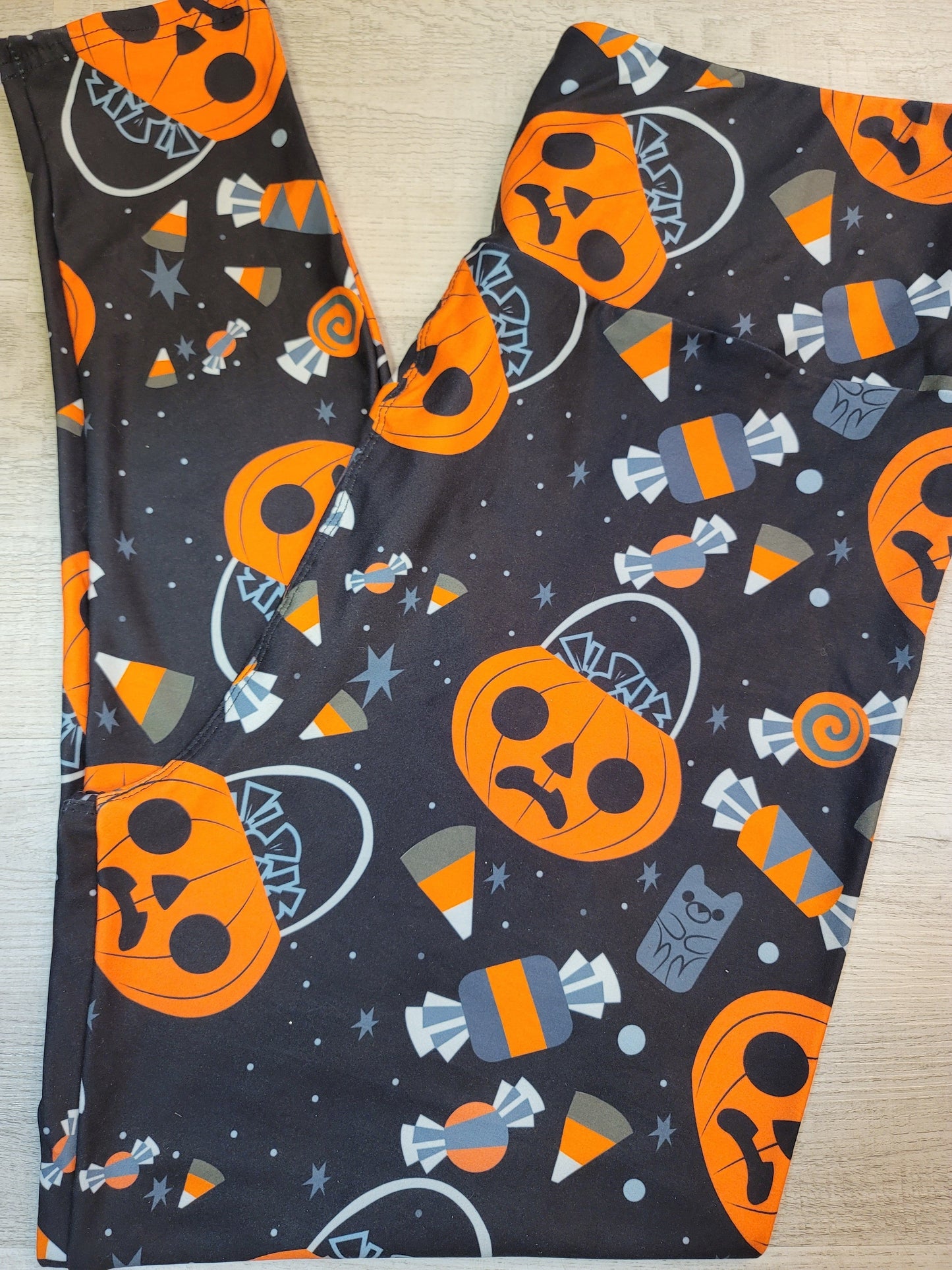 Trick or Treat Bucket and Candy, Halloween Yoga Band Leggings