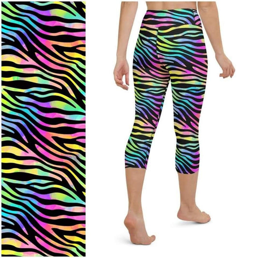 Gorgeous! Tie Dye Ombre Zebra Print Capri. High Waist, Yoga Band, Very Soft and Stretchy!